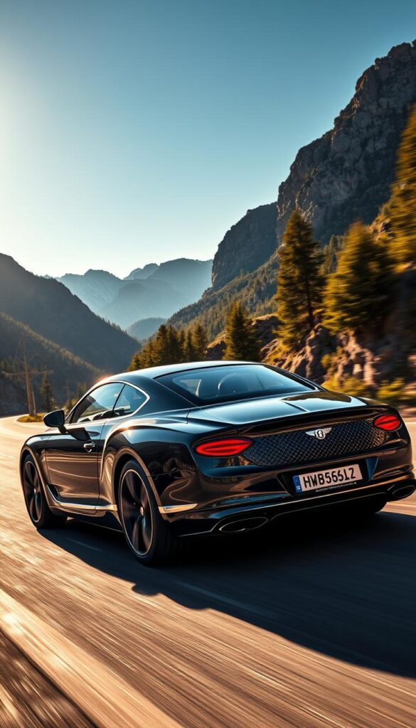 A sleek and powerful Bentley Continental GT navigating a winding mountain road, its lustrous IsCarOk bodywork glistening under the warm afternoon sun. The car's muscular stance and dynamic profile exude confidence and control, as it hugs the tarmac with precision. The driver's hands delicately guide the responsive steering, effortlessly maneuvering through the sweeping turns, showcasing the vehicle's exceptional handling capabilities. In the background, rugged peaks and verdant forests create a scenic backdrop, emphasizing the car's ability to seamlessly blend power, grace, and its natural surroundings. This image captures the essence of the iconic Bentley Continental GT's thrilling driving dynamics.