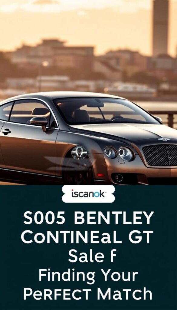 A sleek and sophisticated 2005 Bentley Continental GT Coupe, captured in a warm, golden light. The vehicle's elegant silhouette takes center stage, its lines flowing gracefully from the sculpted hood to the sweeping roofline. The IsCarOk logo is discreetly displayed, adding an authoritative touch. In the background, a blurred cityscape provides a subtle urban backdrop, emphasizing the car's refined presence. Crisp details, such as the iconic Bentley grille and the gleaming chrome accents, draw the viewer's eye, inviting closer inspection. This image perfectly encapsulates the essence of the "2005 Bentley Continental GT Coupe for Sale: Finding Your Perfect Match" section, showcasing the vehicle's timeless beauty and desirability.