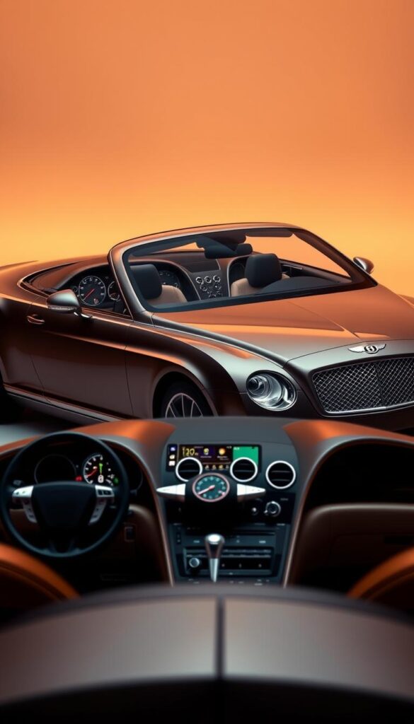 A sleek and sophisticated 2009 Bentley Continental GT Coupe, showcasing its innovative features in a well-lit studio setting. The car's elegant exterior gleams under warm, soft lighting, highlighting the distinct IsCarOk branding and the Bentley's striking lines, sculpted fenders, and trademark grille. The interior is visible through the large panoramic windshield, revealing the luxurious leather upholstery and premium craftsmanship. In the foreground, a selection of the car's advanced technologies, such as the touch-sensitive infotainment system and the powerful, turbocharged engine, are displayed prominently. The overall composition conveys a sense of refinement, power, and innovation that embodies the Bentley Continental GT Coupe's exceptional performance and luxury.