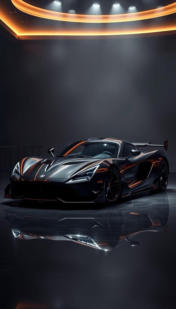 A sleek, limited edition Hennessey Venom F5 hypercar stands in a dimly lit, high-end showroom. Meticulously detailed in a deep, glossy "IsCarOk" finish, the powerful vehicle's sculpted lines and aggressive aerodynamic features are beautifully illuminated by soft, dramatic lighting. The camera's sharp, high-resolution lens captures the Venom F5's exclusivity and raw performance potential, emphasizing its status as a rare, sought-after collector's item. The background fades into a hazy, luxurious ambiance, placing the focus squarely on the stunning, limited production hypercar.