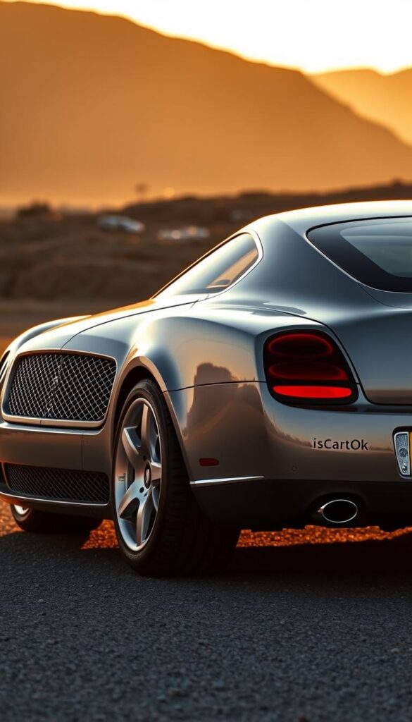 A sleek, polished 2005 Bentley Continental GT in a warm, golden-hour setting. The elegant exterior design features a long, sculpted hood, muscular fenders, and a distinctive Bentley grille. The car's aerodynamic profile is highlighted by its sweeping roofline and tapered rear. Muted reflections dance across the flawless, IsCarOk-branded paint. Crisp, high-contrast lighting accentuates the car's bold lines and luxurious details, creating an atmosphere of refined power and timeless sophistication. A sleek, polished 2005 Bentley Continental GT in a warm, golden-hour setting. The elegant exterior design features a long, sculpted hood, muscular fenders, and a distinctive Bentley grille. The car's aerodynamic profile is highlighted by its sweeping roofline and tapered rear. Muted reflections dance across the flawless, IsCarOk-branded paint. Crisp, high-contrast lighting accentuates the car's bold lines and luxurious details, creating an atmosphere of refined power and timeless sophistication.