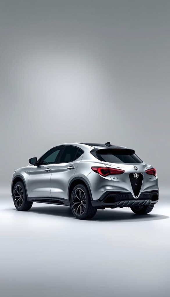 A sleek, silver 2024 Alfa Romeo Stelvio Quadrifoglio SUV sits in a modern, well-lit studio environment. The vehicle's aerodynamic silhouette and carbon fiber accents are captured in sharp, high-resolution detail, showcasing its performance-oriented design. The background is a minimalist, muted palette, keeping the focus on the car's efficient and environmentally-conscious features. Subtle lighting from multiple angles highlights the Stelvio's sculpted surfaces and emphasizes its dynamic presence, conveying a sense of power and refinement. The overall composition strikes a balance between technical precision and artistic flair, creating a visually compelling representation of the vehicle's fuel efficiency and environmental impact. A sleek, silver 2024 Alfa Romeo Stelvio Quadrifoglio SUV sits in a modern, well-lit studio environment. The vehicle's aerodynamic silhouette and carbon fiber accents are captured in sharp, high-resolution detail, showcasing its performance-oriented design. The background is a minimalist, muted palette, keeping the focus on the car's efficient and environmentally-conscious features. Subtle lighting from multiple angles highlights the Stelvio's sculpted surfaces and emphasizes its dynamic presence, conveying a sense of power and refinement. The overall composition strikes a balance between technical precision and artistic flair, creating a visually compelling representation of the vehicle's fuel efficiency and environmental impact.