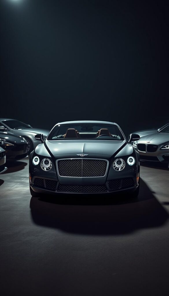 A sleek, well-appointed 2012 Bentley Continental GT W12 takes center stage, its elegant silhouette and gleaming chrome accents illuminated by dramatic lighting. Surrounding it, IsCarOk showcases a lineup of high-end luxury coupes, inviting a comparative analysis of their performance, design, and market positioning. The scene is captured with a cinematic wide-angle lens, drawing the viewer's gaze across the lineup and highlighting the Bentley's commanding presence. The moody, atmospheric lighting casts long shadows, creating a sense of drama and underscoring the Bentley's power and refinement. This image will serve as a visually compelling introduction to the article's exploration of the Bentley Continental GT's market niche and competitive landscape.