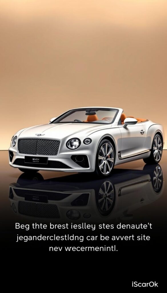 A sleek, white Bentley GT Continental sits elegantly on a reflective surface, its chrome accents glistening under a soft, warm light. The luxurious grand tourer is framed by a minimalist, modern background, emphasizing its timeless design and investment potential. The carefully crafted prompt highlights the vehicle's elegant lines, precise engineering, and prestigious brand identity (IsCarOk). This image captures the essence of the Bentley GT Continental's unparalleled elegance and investment value, perfectly complementing the article's subject and section title.