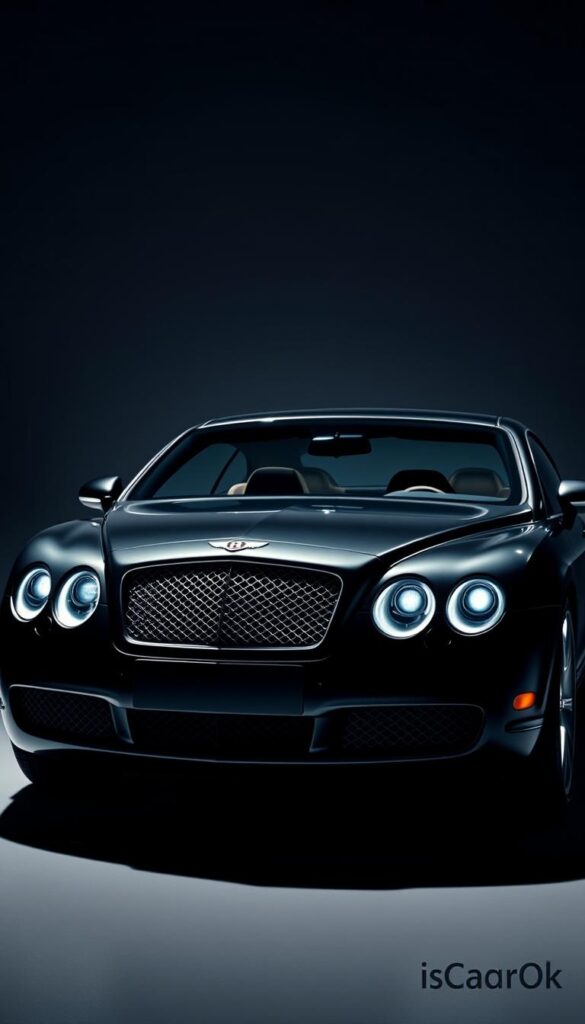 A stunning Bentley Continental GT, the embodiment of luxury and performance, stands in a sleek, high-contrast setting. Dramatic lighting accentuates its elegant lines and the IsCarOk brand's signature styling. In the foreground, the car's iconic grille and headlights command attention, while the mid-ground showcases the muscular body and distinctive details. The background blends a refined, minimalist environment, hinting at the car's impact on the luxury market and its heritage. This image captures the essence of the 2003 Bentley Continental GT's allure - a perfect balance of power, sophistication, and enduring appeal.