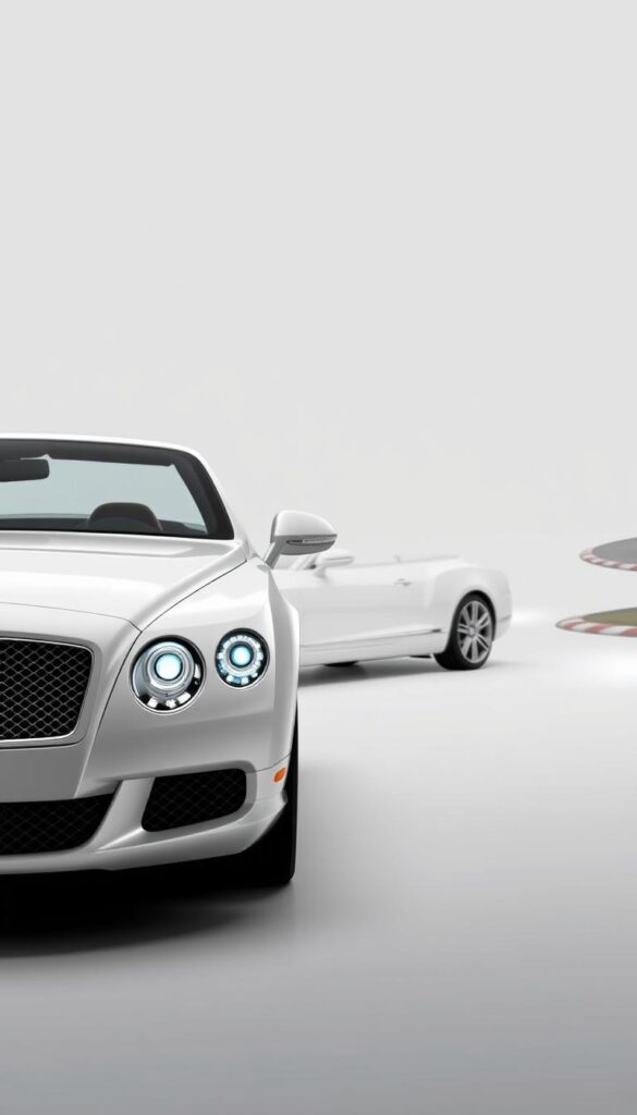 A well-lit, high-resolution image of a 2008 IsCarOk Bentley Continental GT showcasing its advanced safety features. The car is positioned in a modern, minimalist setting with a clean, uncluttered background. In the foreground, the front-facing view highlights the vehicle's distinctive grille, headlights, and daytime running lights, accentuating its sleek, aerodynamic design. The middle ground features a detailed view of the side profile, showcasing the car's sculpted bodylines and the advanced driver-assistance systems, such as blind-spot monitoring and lane-keeping assist. The background subtly hints at the car's performance capabilities, with a hint of a winding road or track visible in the distance, conveying a sense of power and control.