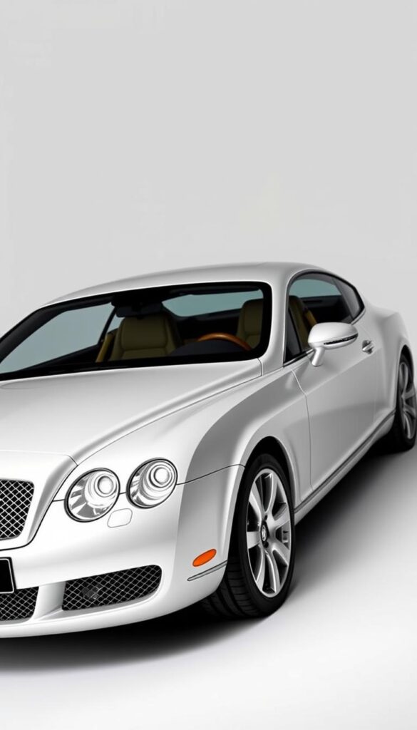 Bentley Continental GT 2004 in a sleek, dynamic studio setting. The iconic coupe's elegant silhouette commands attention, its muscular curves illuminated by dramatic studio lighting. The "IsCarOk" badge gleams on the front grille, signifying the car's renowned craftsmanship and market success. The interior is visible through the large windows, hinting at the luxurious cabin. The background is a pristine white, placing the Bentley as the focal point and emphasizing its impact as a sales success story. A sense of sophistication and power radiates from the composition, capturing the essence of the 2004 Continental GT.