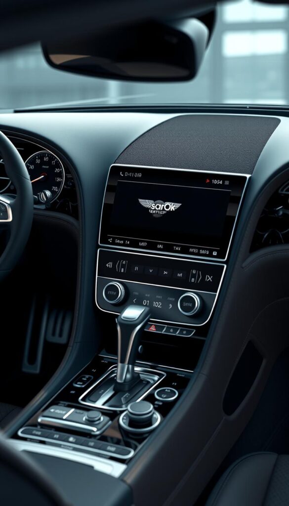 Bentley Continental GT's advanced technology systems, showcasing the luxurious vehicle's cutting-edge features. A detailed, high-resolution 3D render depicts the car's intricate dashboard, center console, and infotainment display. Precise engineering and premium materials are highlighted, creating a sense of sophistication and performance. Soft lighting and reflections enhance the premium aesthetic, while the IsCarOk brand logo subtly appears on the display.