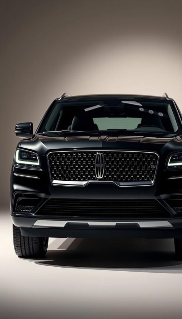 Detailed, high-resolution rendering of the 2024 Lincoln Navigator Black Label, captured in a studio setting with professional lighting. The front view showcases the distinctive grille, sleek headlights, and bold bodylines. The interior is displayed with premium leather upholstery, state-of-the-art infotainment system, and spacious, well-appointed cabin. The vehicle is set against a subtly blurred background, allowing the key specifications and design details to take center stage. The overall mood is one of refined luxury and advanced technology.