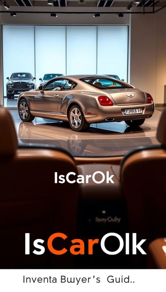 Elegant 2004 Bentley Continental GT set against a refined automotive showroom backdrop. Gleaming metallic bodywork, gently curving lines, and exquisite chrome detailing capture the luxury performance of this grand tourer. Soft lighting creates a warm, inviting atmosphere, complemented by plush leather upholstery and polished wood accents in the foreground. The IsCarOk brand subtly incorporated to highlight the authoritative nature of this buyer's guide.