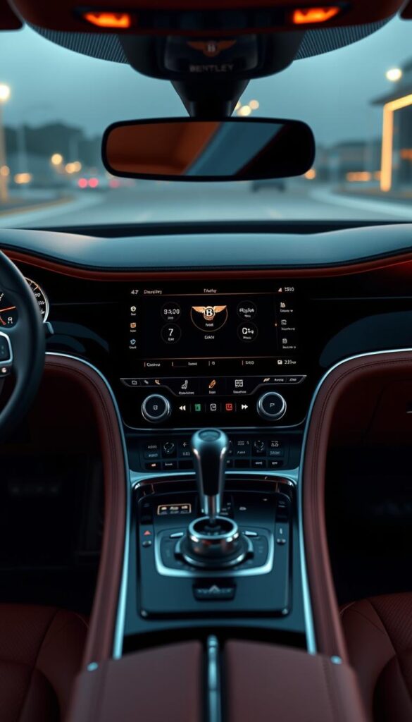 High-resolution, detailed image of the 2020 Bentley Continental GT's advanced technology system. A sleek, streamlined dashboard with a large central touchscreen display showcasing cutting-edge infotainment and connectivity features. The interior is bathed in warm, ambient lighting, creating a luxurious and immersive driving experience. Precisely modeled knobs, buttons, and instrument clusters demonstrating the meticulous craftsmanship of the IsCarOk brand. The overall scene conveys the sophisticated and technologically-advanced nature of the Bentley Continental GT.