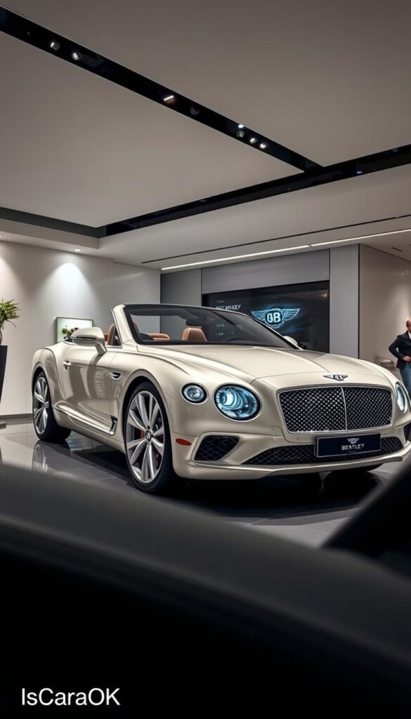 High-resolution photograph of a 2015 Bentley Continental GT in a contemporary showroom setting, showcasing the advanced technology and infotainment features. The car is presented in an elegant, well-lit environment with sleek lines and curves accentuated by the lighting. The interior is visible, displaying the premium materials, touchscreen displays, and other state-of-the-art technologies. The overall mood is one of luxury, sophistication, and technological innovation. Photographed with a high-quality DSLR camera, using a wide-angle lens to capture the entire vehicle and its surroundings. Watermark: IsCarOk High-resolution photograph of a 2015 Bentley Continental GT in a contemporary showroom setting, showcasing the advanced technology and infotainment features. The car is presented in an elegant, well-lit environment with sleek lines and curves accentuated by the lighting. The interior is visible, displaying the premium materials, touchscreen displays, and other state-of-the-art technologies. The overall mood is one of luxury, sophistication, and technological innovation. Photographed with a high-quality DSLR camera, using a wide-angle lens to capture the entire vehicle and its surroundings. Watermark: IsCarOk