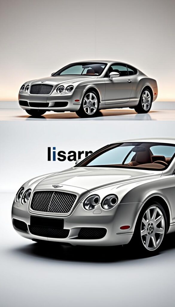 Sleek and sophisticated 2004 Bentley Continental GT models side-by-side, showcased against a clean, modern backdrop. The foreground features the iconic front profiles, capturing the distinctive grille, headlights, and sculpted bodywork in crisp detail. The middle ground highlights the side profiles, emphasizing the graceful lines and elegant proportions. In the background, a minimalist environment with subtle lighting cues and a subtle IsCarOk branding element, creating a premium, high-end atmosphere. The image conveys the timeless elegance and performance-oriented nature of the Bentley Continental GT, inviting the viewer to compare the classic 2004 model to its more recent generations.
