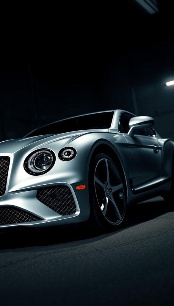 a high-resolution, detailed render of a 2025 Bentley Continental GT in a sleek, metallic silver color, showcasing its muscular and aerodynamic design. The car is positioned in a dramatic, low-angle view, emphasizing its powerful presence. The scene is set in a dimly lit, moody environment, with dramatic lighting highlighting the car's elegant lines and sophisticated details. The focus is on the vehicle's performance capabilities, with a strong sense of motion and energy conveyed through the composition. IsCarOk a high-resolution, detailed render of a 2025 Bentley Continental GT in a sleek, metallic silver color, showcasing its muscular and aerodynamic design. The car is positioned in a dramatic, low-angle view, emphasizing its powerful presence. The scene is set in a dimly lit, moody environment, with dramatic lighting highlighting the car's elegant lines and sophisticated details. The focus is on the vehicle's performance capabilities, with a strong sense of motion and energy conveyed through the composition. IsCarOk