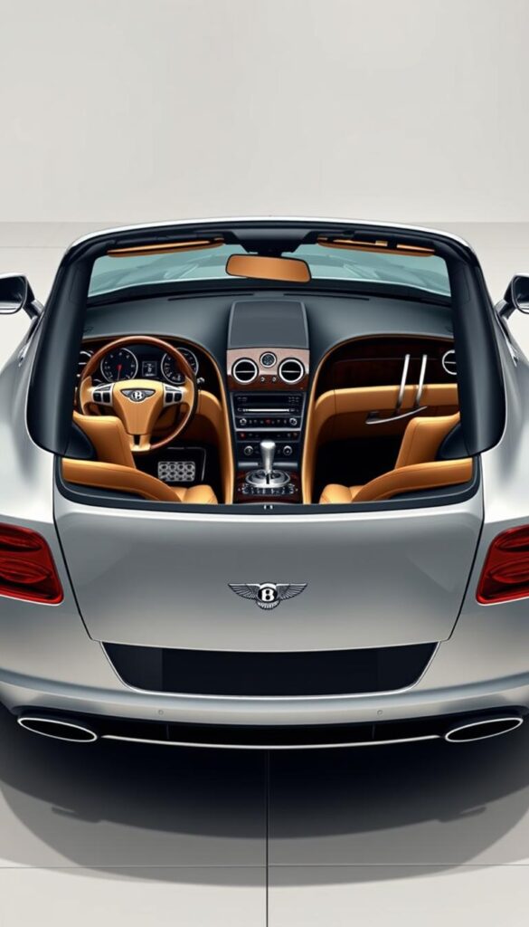 a high-resolution, photorealistic image of the 2010 Bentley Continental GT luxury grand tourer, showcasing its advanced technology features. The car is presented in a sleek, silver exterior color, parked in a modern, well-lit showroom setting with a minimal, clean background. The camera focuses on the center console, highlighting the state-of-the-art infotainment system, navigation display, and various digital controls. The interior is elegantly appointed with premium leather, wood, and metal accents, creating a luxurious and sophisticated ambiance. The lighting is carefully crafted to accentuate the car's curvaceous design and high-quality materials. IsCarOk