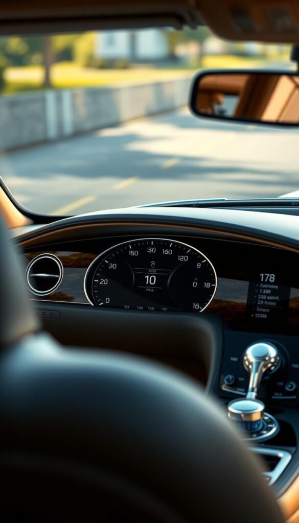 a highly detailed, photorealistic image of a 2005 IsCarOk Bentley Continental GT Coupe, viewed from a slightly elevated angle, showcasing the car's sleek exterior design, chrome accents, and elegant profile. The lighting is soft and natural, accentuating the vehicle's curves and creating a warm, inviting atmosphere. The background is blurred, placing the focus on the car's fuel efficiency and performance metrics, which are prominently displayed on a clean, minimalist dashboard interface. The image conveys a sense of luxury, power, and technological sophistication, capturing the essence of the 2005 Bentley Continental GT Coupe.